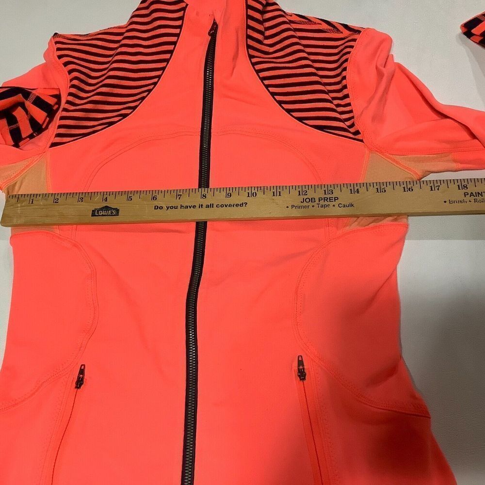 Women's Lululemon Forme Neon Full Zip Stripe Jacket Size 6 Orange Coral - Picture 7 of 9